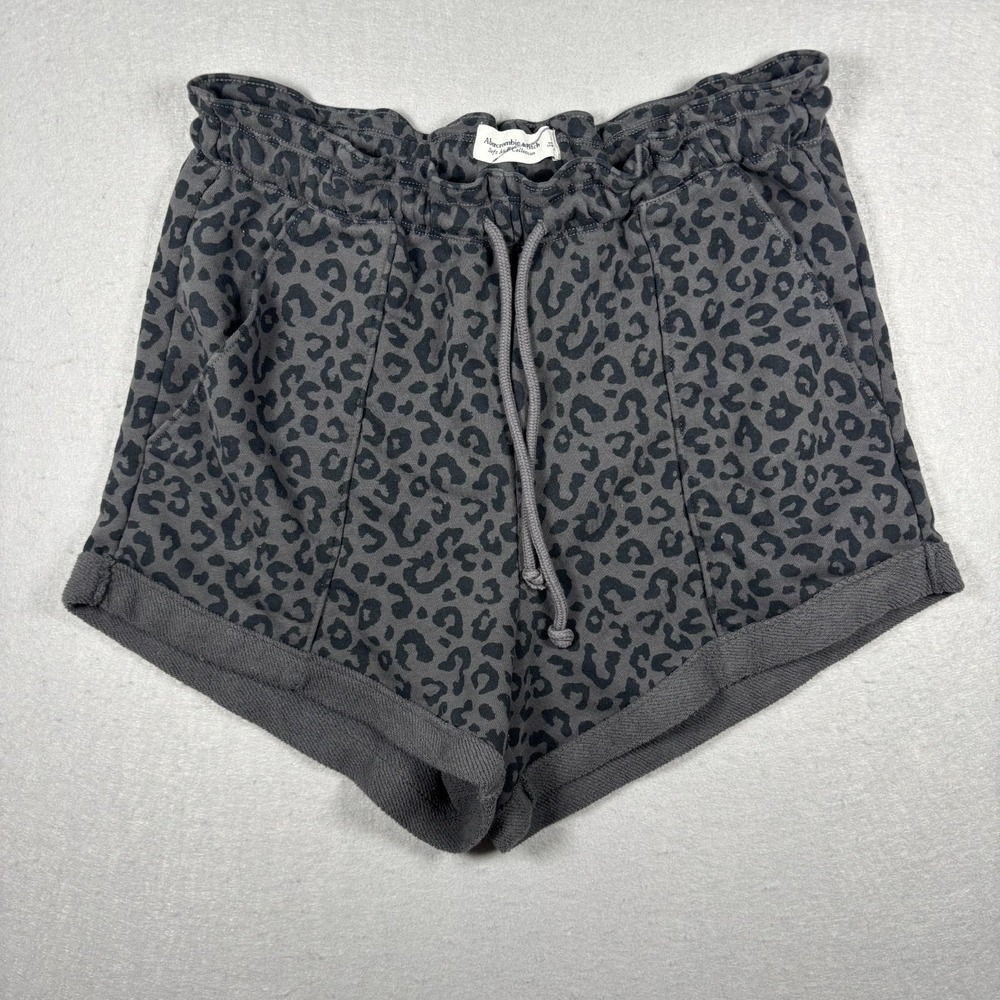 Abercrombie‎ & Fitch Soft Collection Gray Cheetah Print Sweat Shorts Size Large